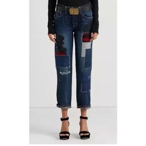 Ralph Lauren Patchwork and embroidery relaxed taper Jean.  28”waist SIZE 6